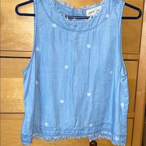 Polka dot denim tank